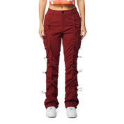 Smoke Rise RED High Rise Multi Bungee Stacked Twill Pants - True Red