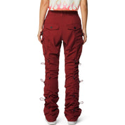Smoke Rise RED High Rise Multi Bungee Stacked Twill Pants - True Red