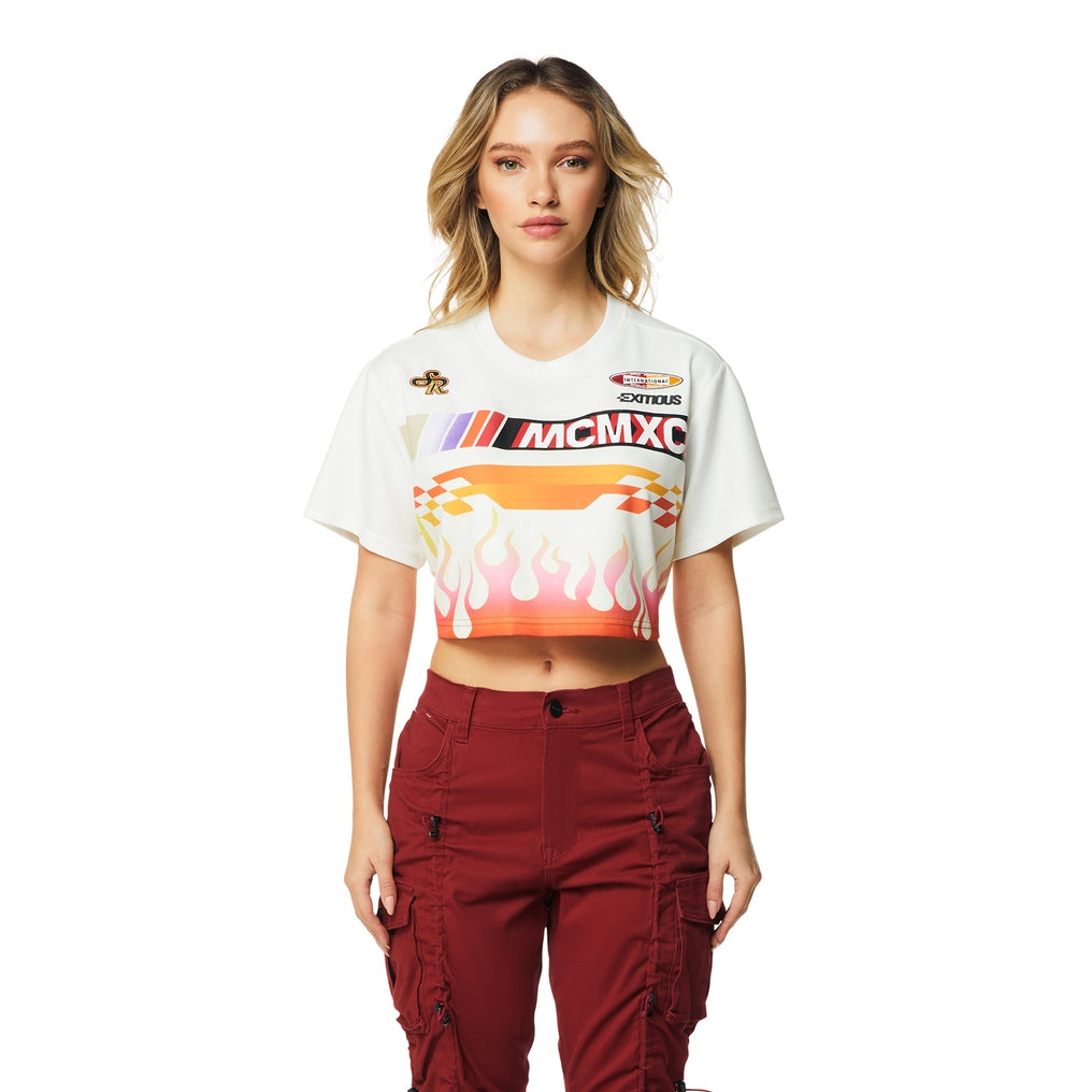 Smoke Rise RED Racing Cropped T-Shirt - Red