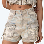 Slouched Utility Cargo Jean Shorts