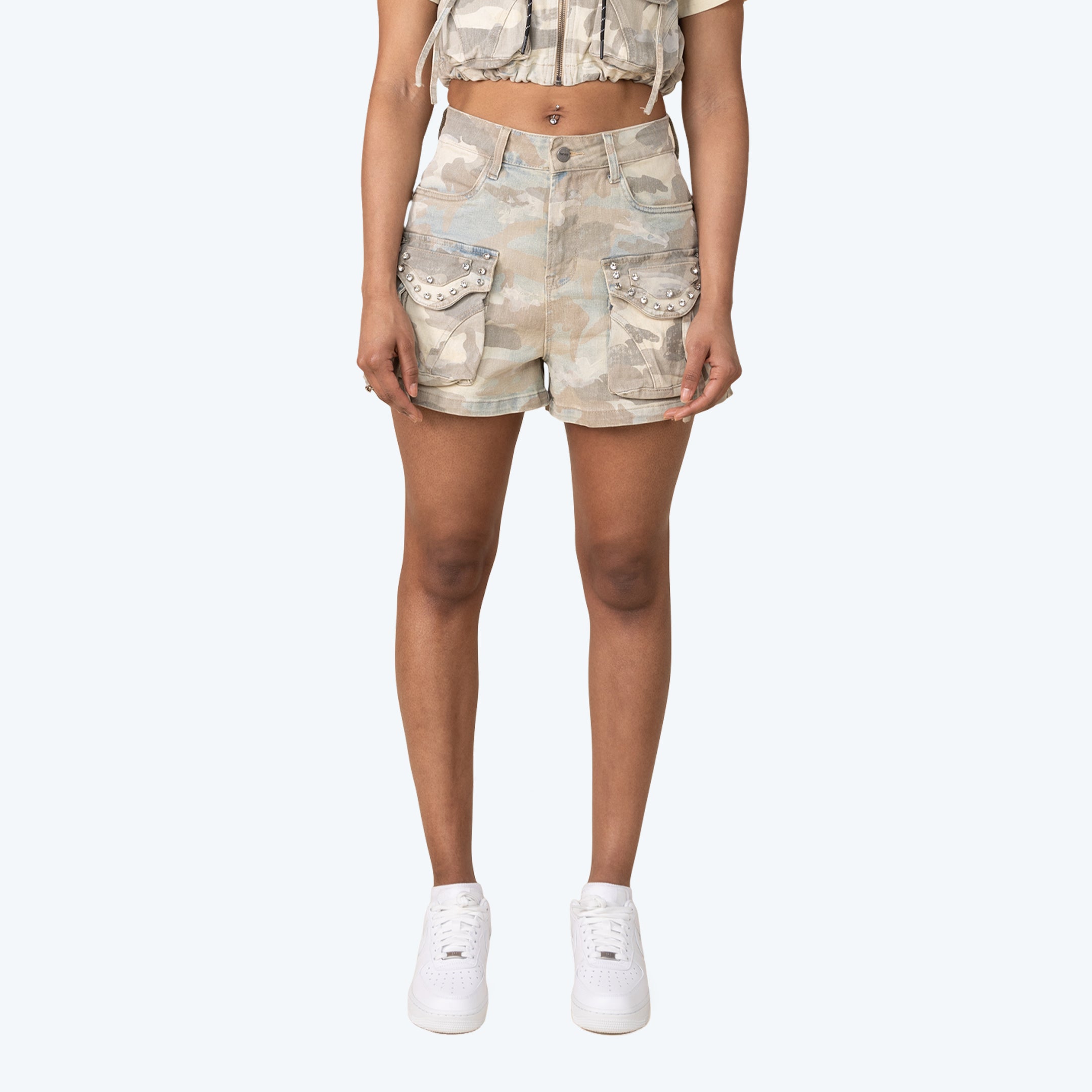 Slouched Utility Cargo Jean Shorts
