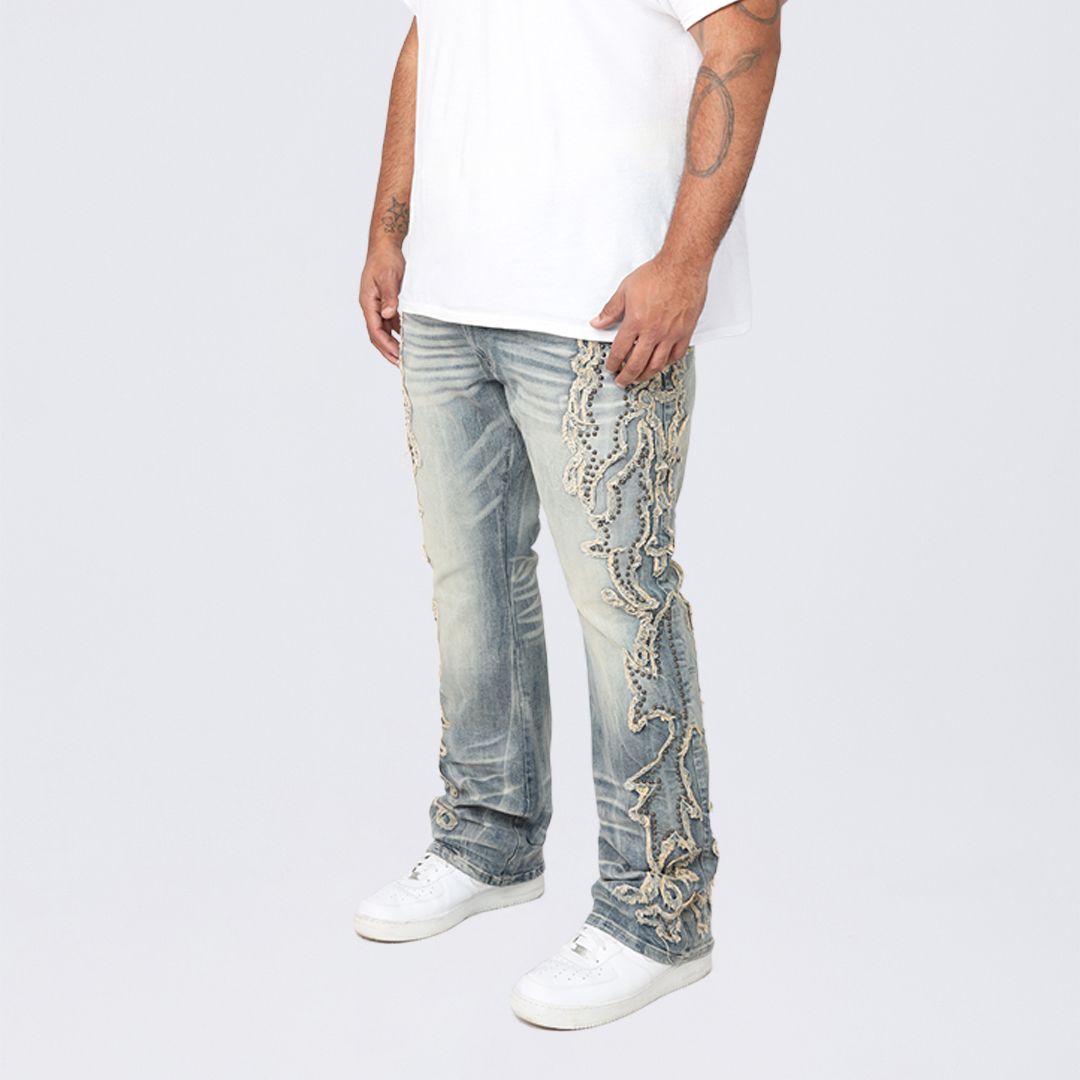 Big and Tall - Stacked Western Themed Jeans