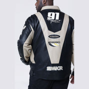 Smoke Rise Big and Tall Big and Tall - Vegan Leather Racing Jacket - Khaki