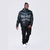 Smoke Rise Big and Tall Big and Tall - Vegan Leather Racing Jacket - Teal