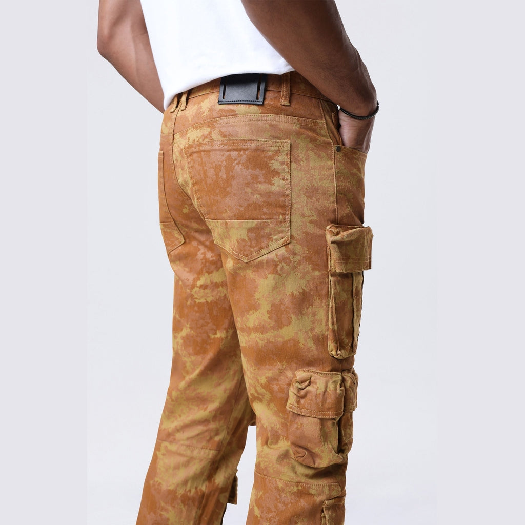 Smoke Rise Slim Utility Metallic Print Twill Pants - Mahogany