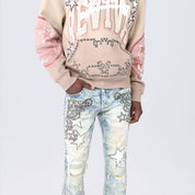 Stacked Flared Maximalist Studded R&R Jeans