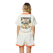 Smoke Rise RED Resort Cropped Shirt - Oatmeal