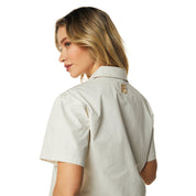 Smoke Rise RED Embroidery Button Down Shirt - Ecru
