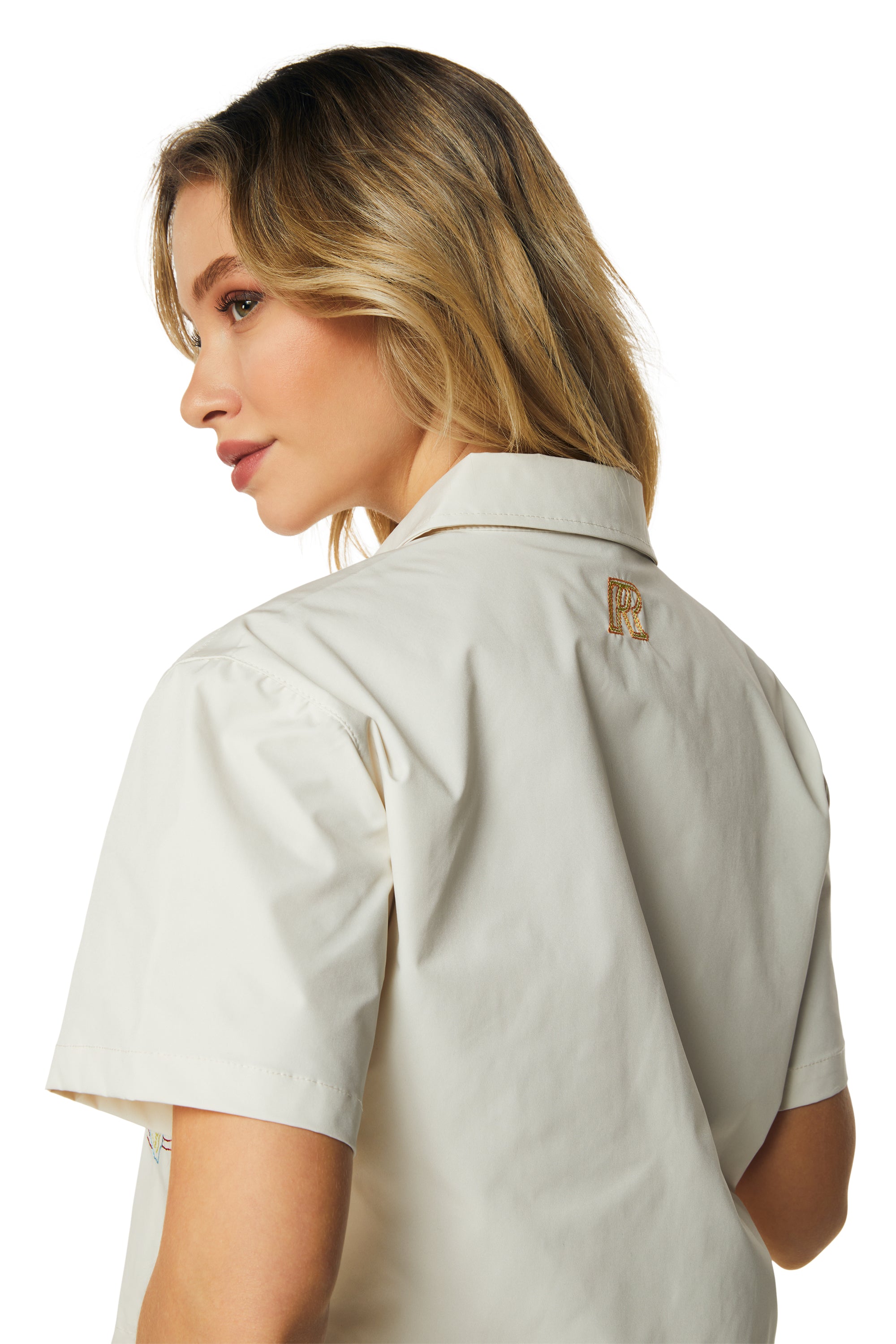 Embroidery Button Down Shirt - Ecru