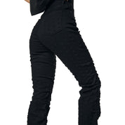 Smoke Rise RED High Rise Punched Bootcut Denim Jeans - Deep Black