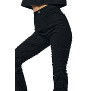 Smoke Rise RED High Rise Punched Bootcut Denim Jeans - Deep Black