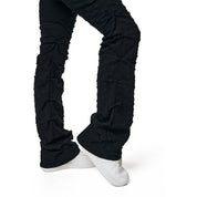 Smoke Rise RED High Rise Punched Bootcut Denim Jeans - Deep Black