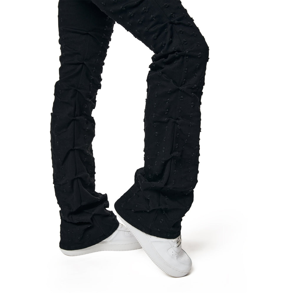 Smoke Rise RED High Rise Punched Bootcut Denim Jeans - Deep Black