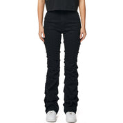 Smoke Rise RED High Rise Punched Bootcut Denim Jeans - Deep Black