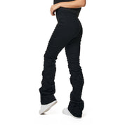 Smoke Rise RED High Rise Punched Bootcut Denim Jeans - Deep Black