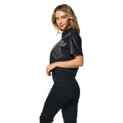 Smoke Rise RED Embroidery Button Down Shirt - Black