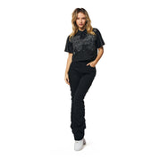 Smoke Rise RED High Rise Punched Bootcut Denim Jeans - Deep Black