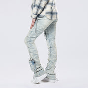 High Rise Stacked Cargo Jeans - Marshfield Blue
