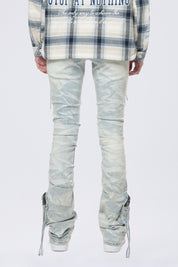 High Rise Stacked Cargo Jeans - Marshfield Blue