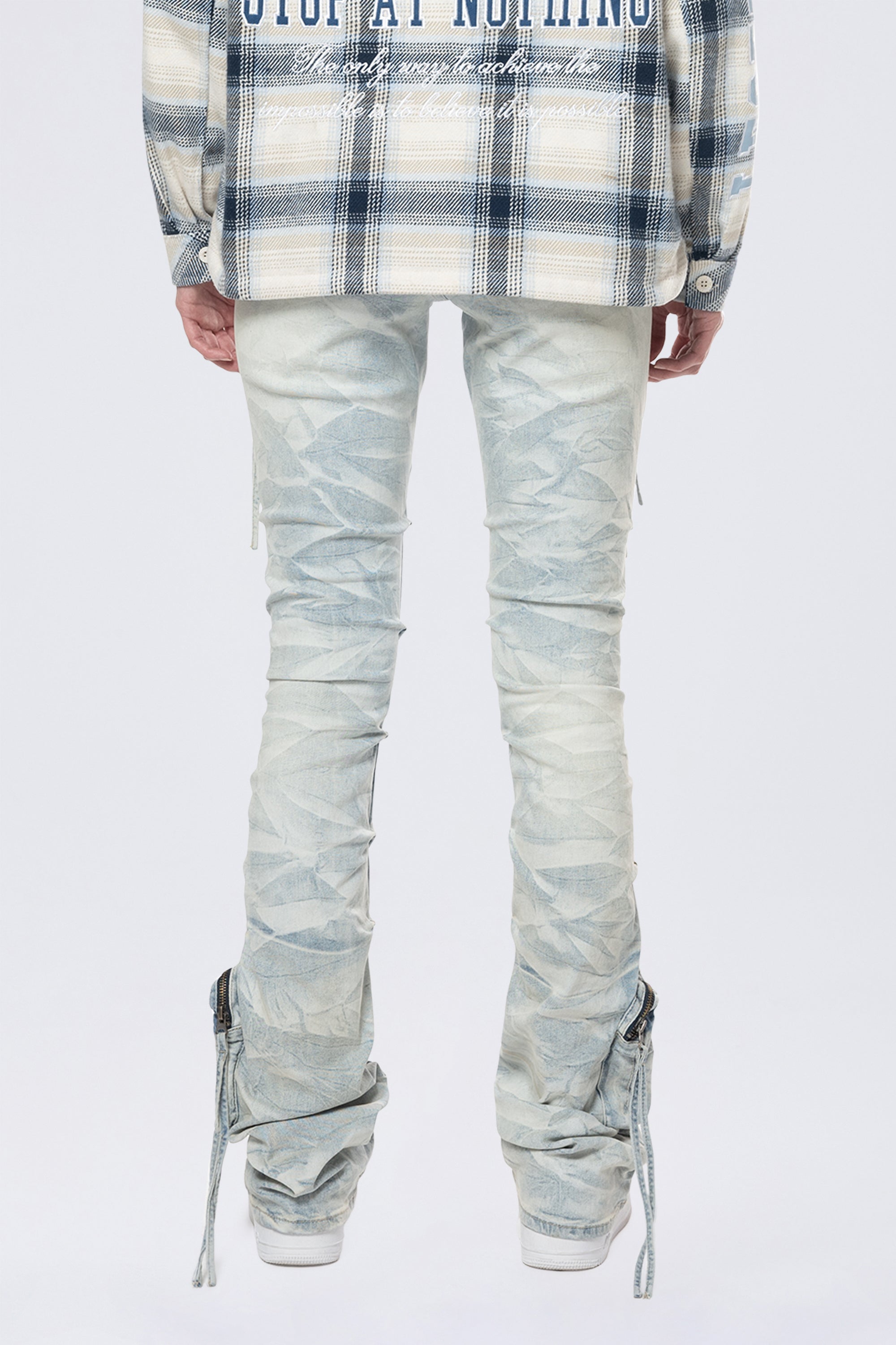 High Rise Stacked Cargo Jeans - Marshfield Blue