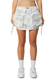 Utility Shirring Mini Skirt - Oatmeal Camo