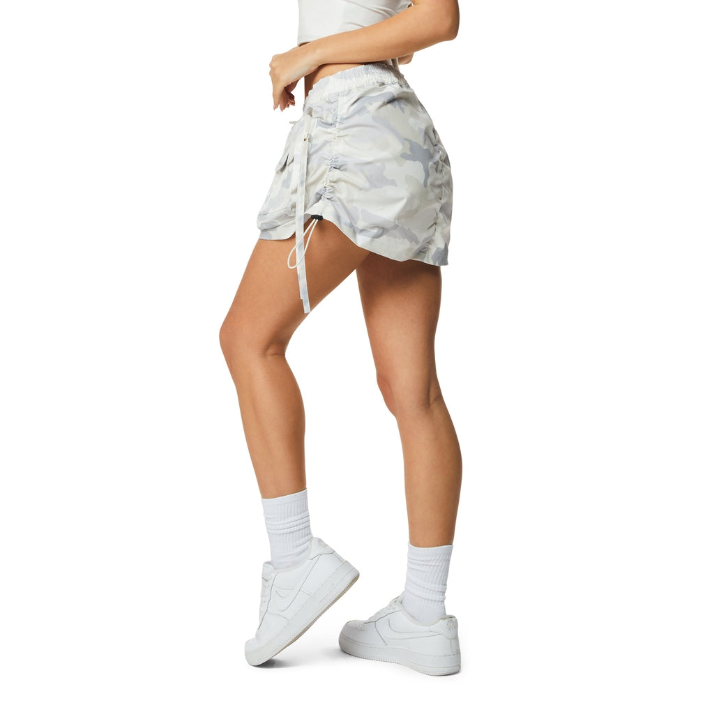 Smoke Rise RED Utility Shirring Mini Skirt - Oatmeal Camo