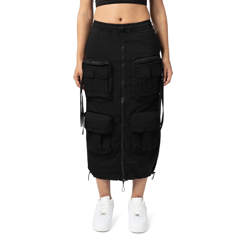 Smoke Rise RED Utility Straight Long Skirt - Black