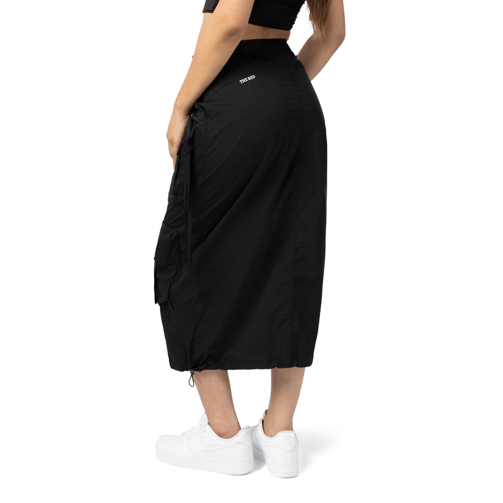 Smoke Rise RED Utility Straight Long Skirt - Black