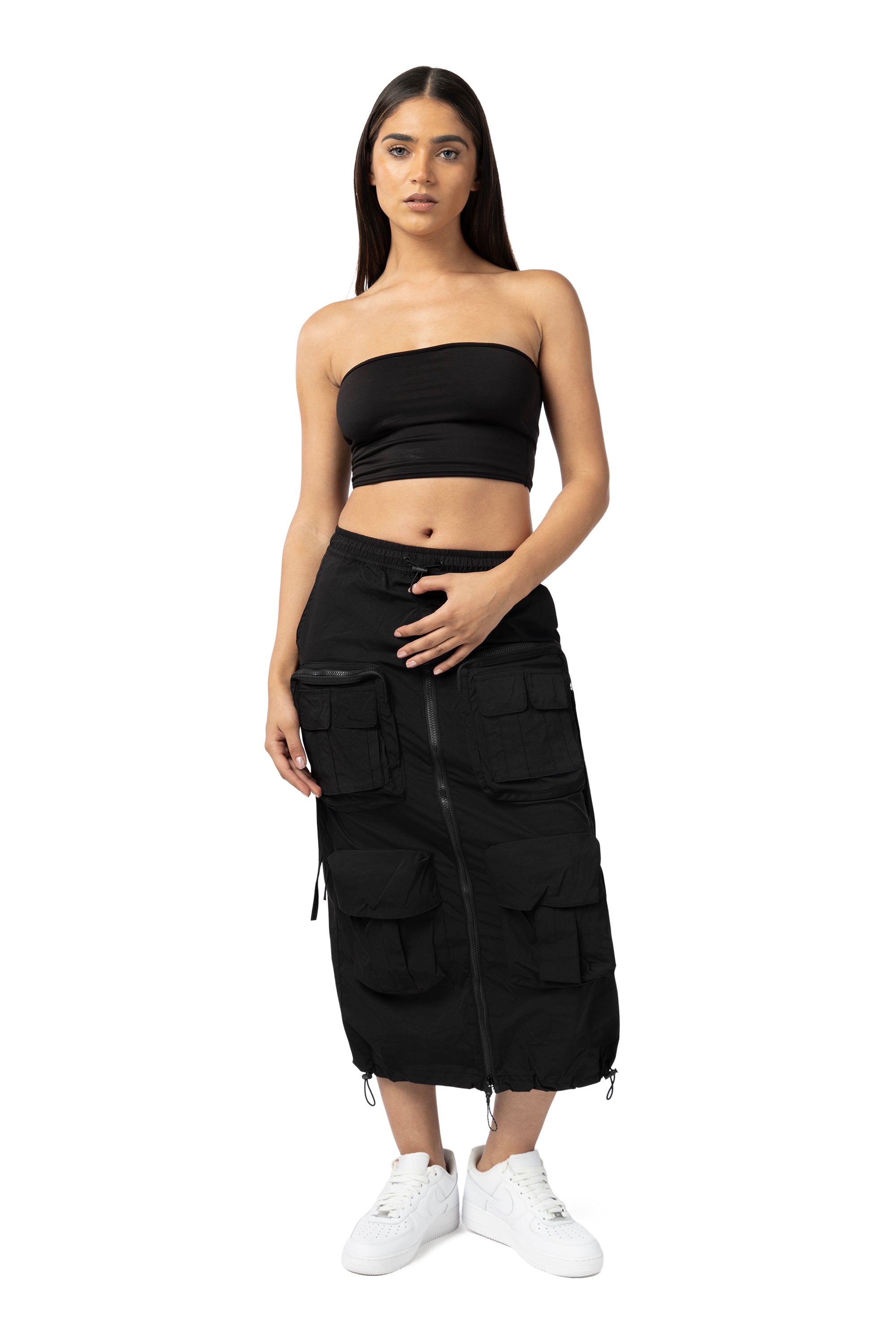 Utility Straight Long Skirt - Black