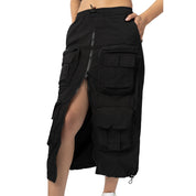 Smoke Rise RED Utility Straight Long Skirt - Black