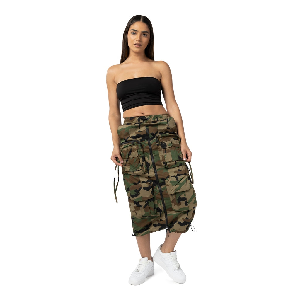 Smoke Rise RED Utility Straight Long Skirt - Wood Camo