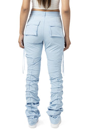 High Rise Utility Stacked Pants - Collegiate Blue