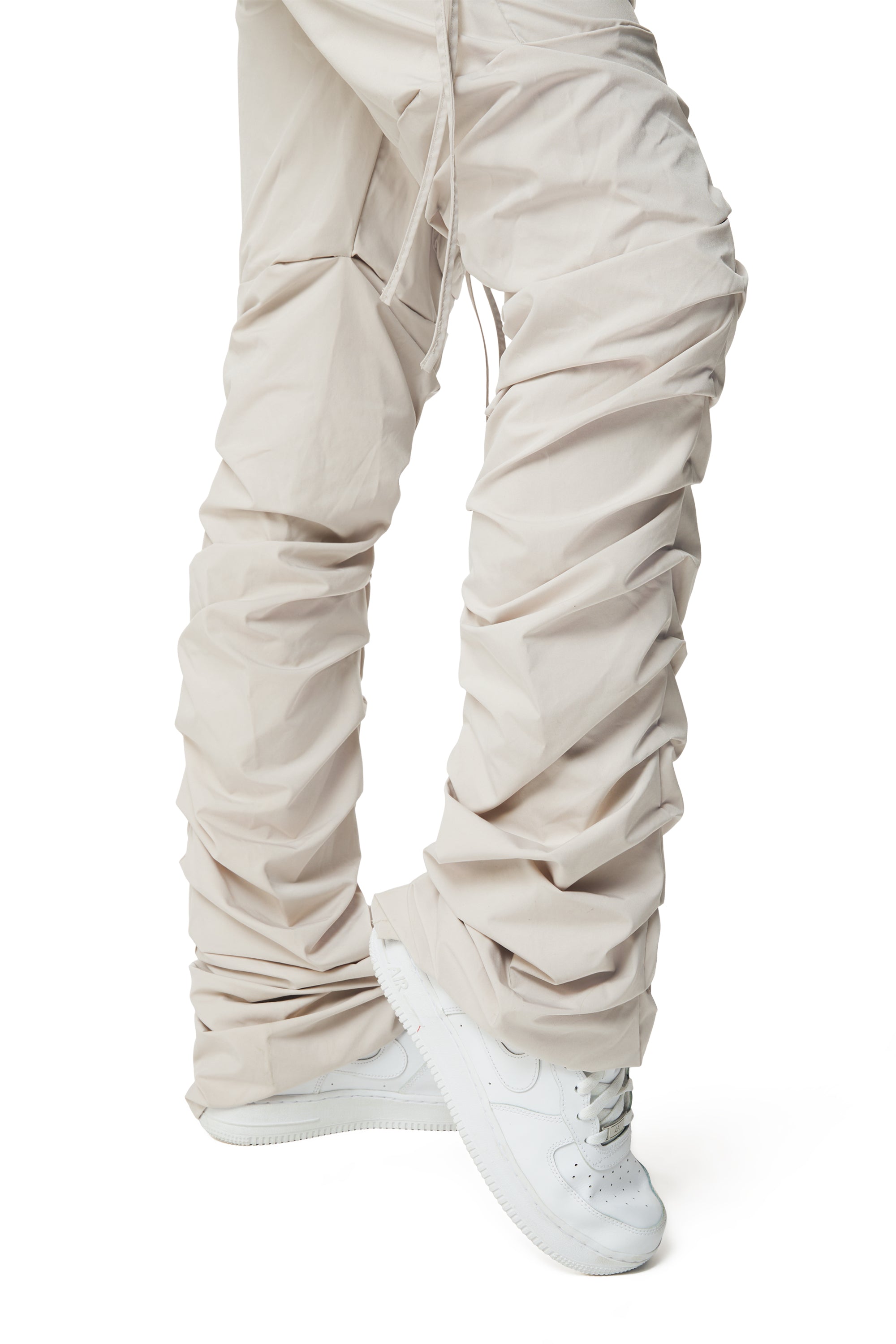High Rise Utility Stacked Pants - Silver Grey