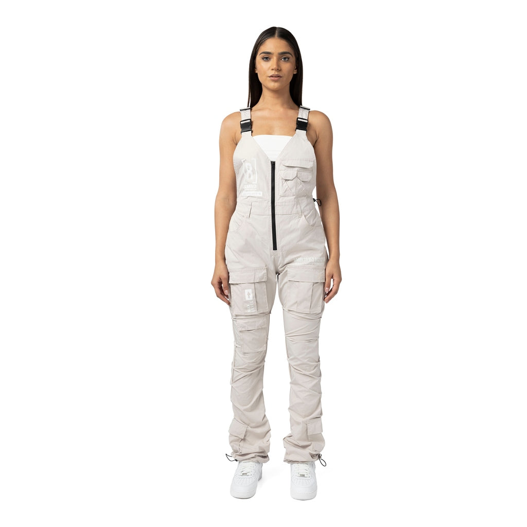 Smoke Rise RED Utility Stacked Overalls - Silver Grey