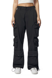 Wide Leg Cargo Pants - Black