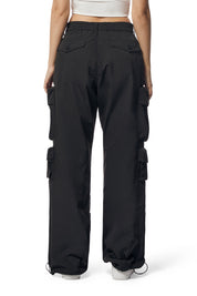 Wide Leg Cargo Pants - Black