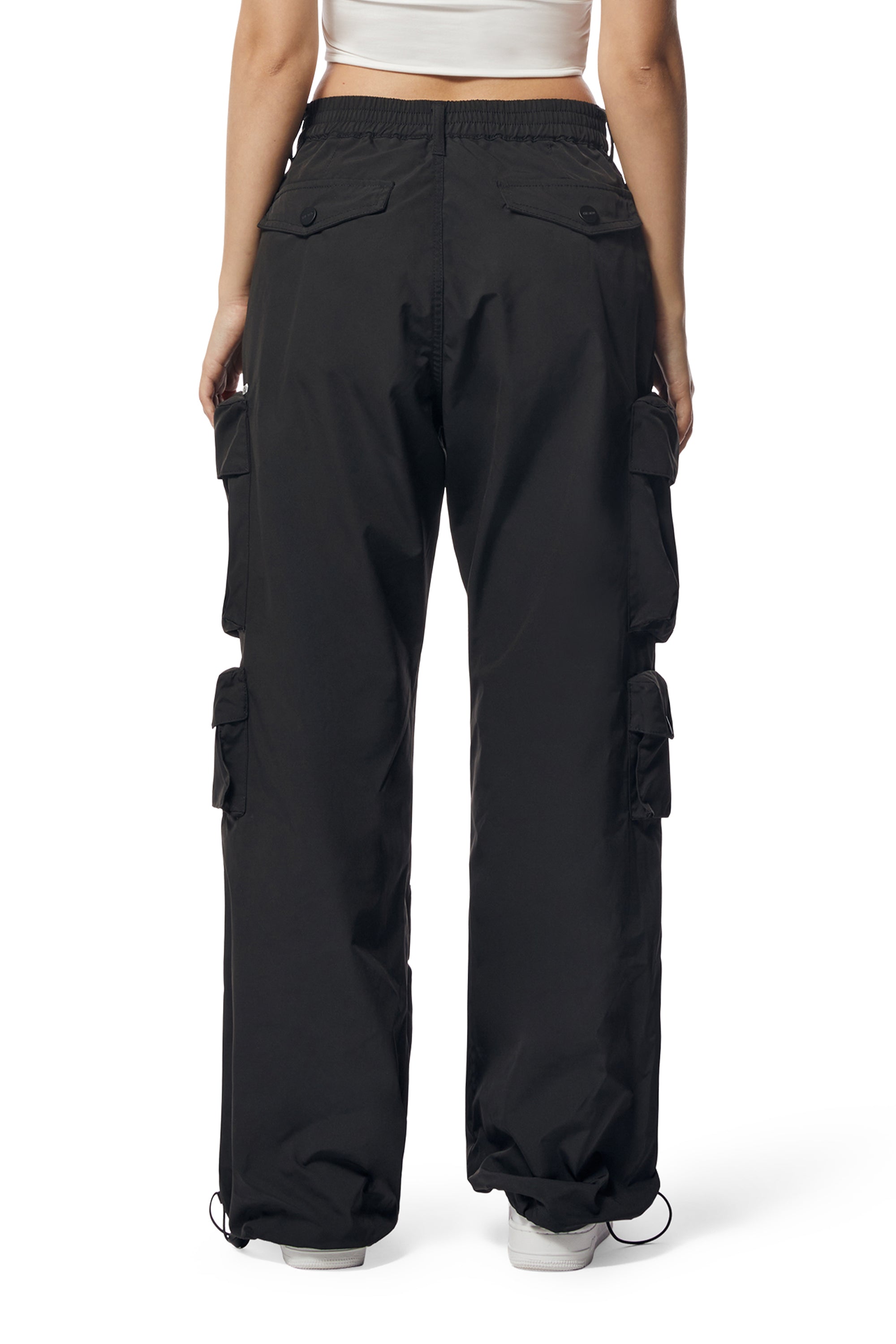 Wide Leg Cargo Pants - Black