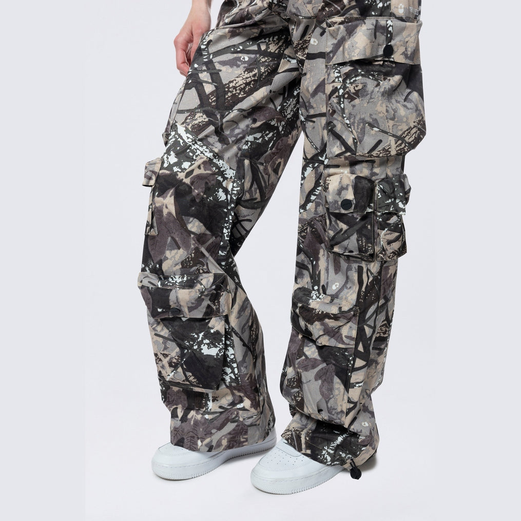 Smoke Rise RED Wide Leg Cargo Pants - Olive Hunting Camo