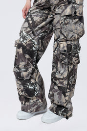 Wide Leg Cargo Pants - Olive Hunting Camo