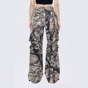 Smoke Rise RED Wide Leg Cargo Pants - Olive Hunting Camo