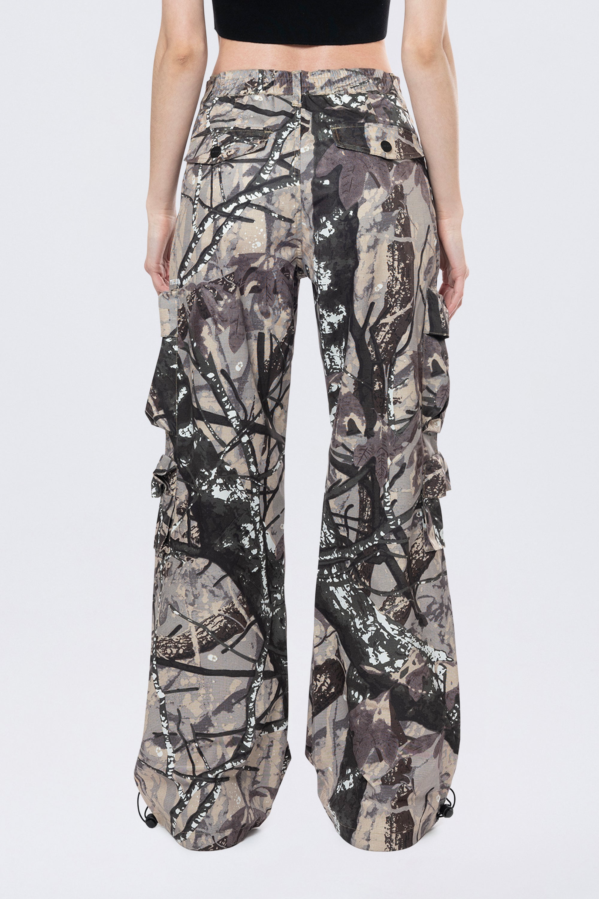 Wide Leg Cargo Pants - Olive Hunting Camo