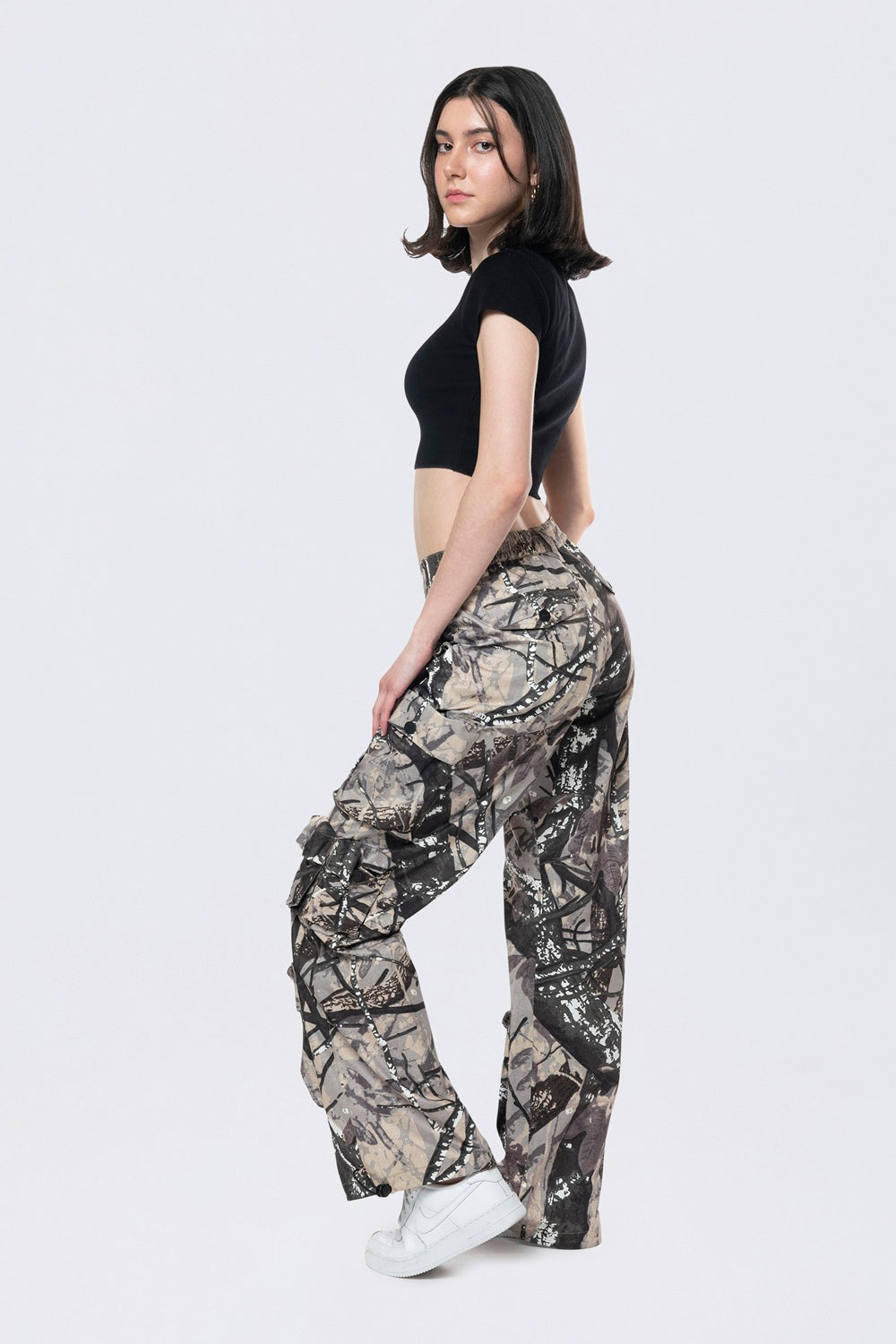 Smoke Rise RED Wide Leg Cargo Pants - Olive Hunting Camo