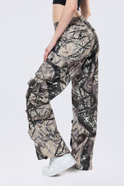 Smoke Rise RED Wide Leg Cargo Pants - Olive Hunting Camo