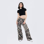 Smoke Rise RED Wide Leg Cargo Pants - Olive Hunting Camo