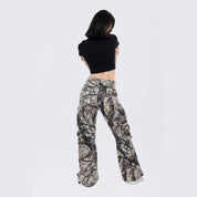 Smoke Rise RED Wide Leg Cargo Pants - Olive Hunting Camo