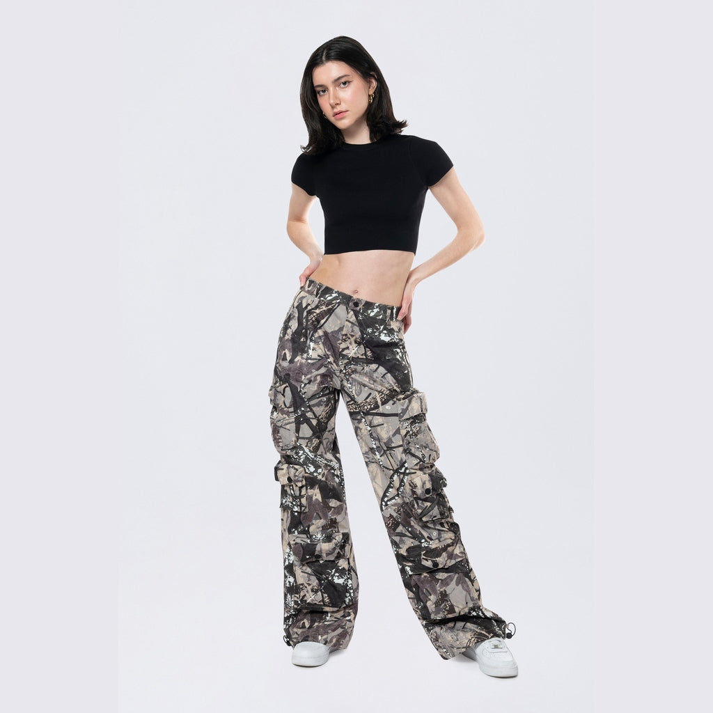 Smoke Rise RED Wide Leg Cargo Pants - Olive Hunting Camo