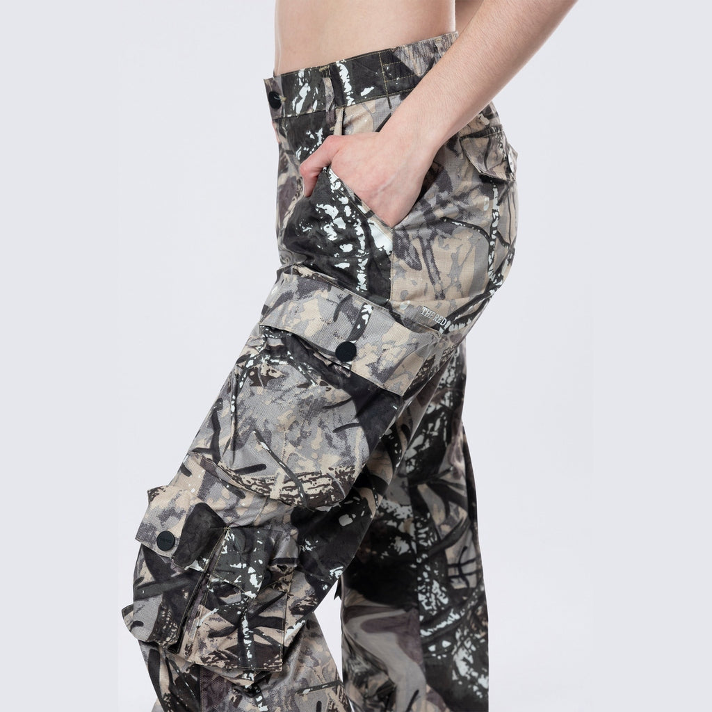 Smoke Rise RED Wide Leg Cargo Pants - Olive Hunting Camo