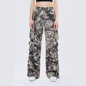 Smoke Rise RED Wide Leg Cargo Pants - Olive Hunting Camo