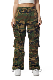 Wide Leg Cargo Pants - Wood Camo