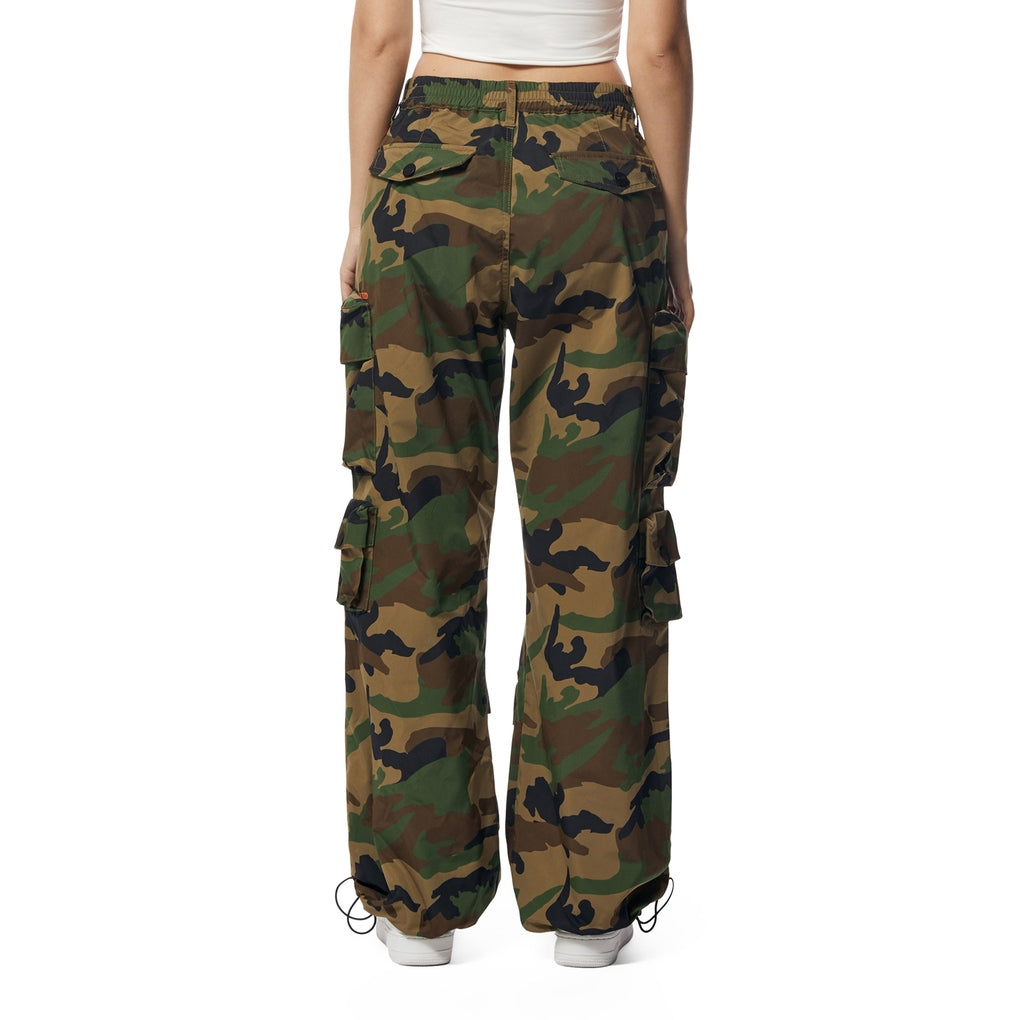 Smoke Rise RED Wide Leg Cargo Pants - Wood Camo